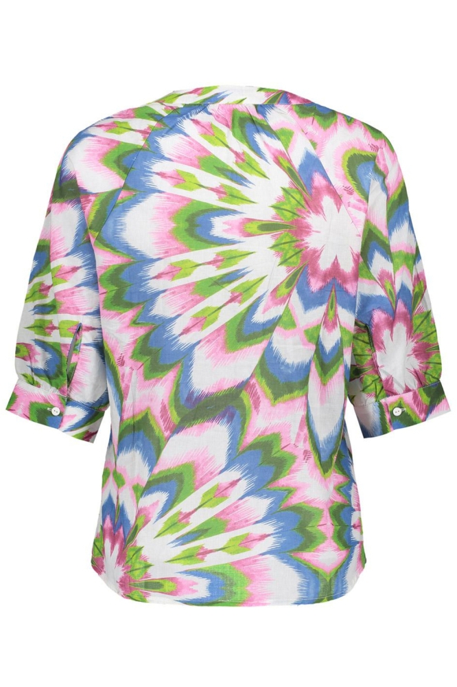 BLOUSE MET V HALS 53471 20 000718 ECRU/LILAC/BLUE